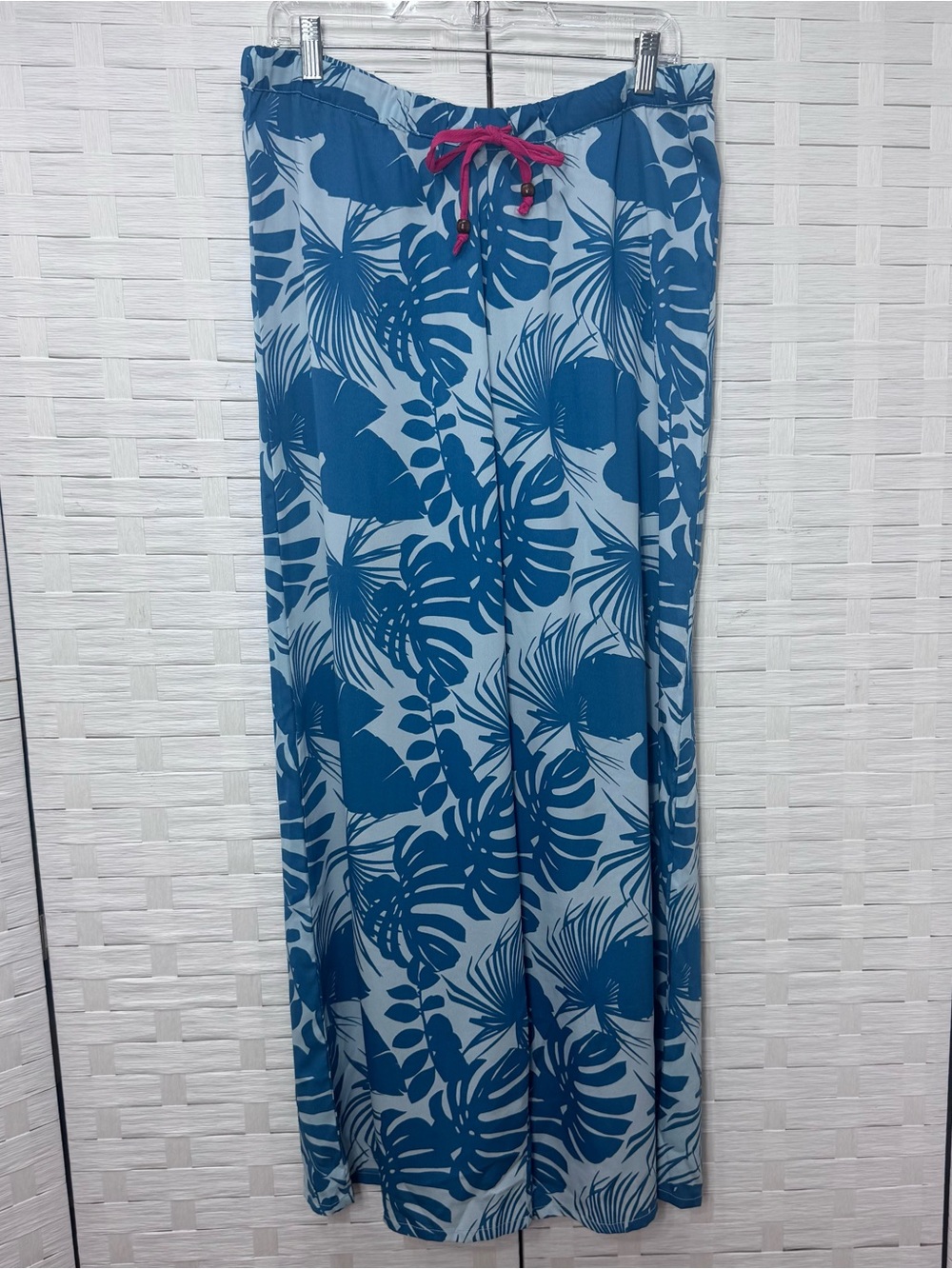 Quagga Green Label Teal Tropical Leaf Flower Lounge / Sleep Pants Size Large